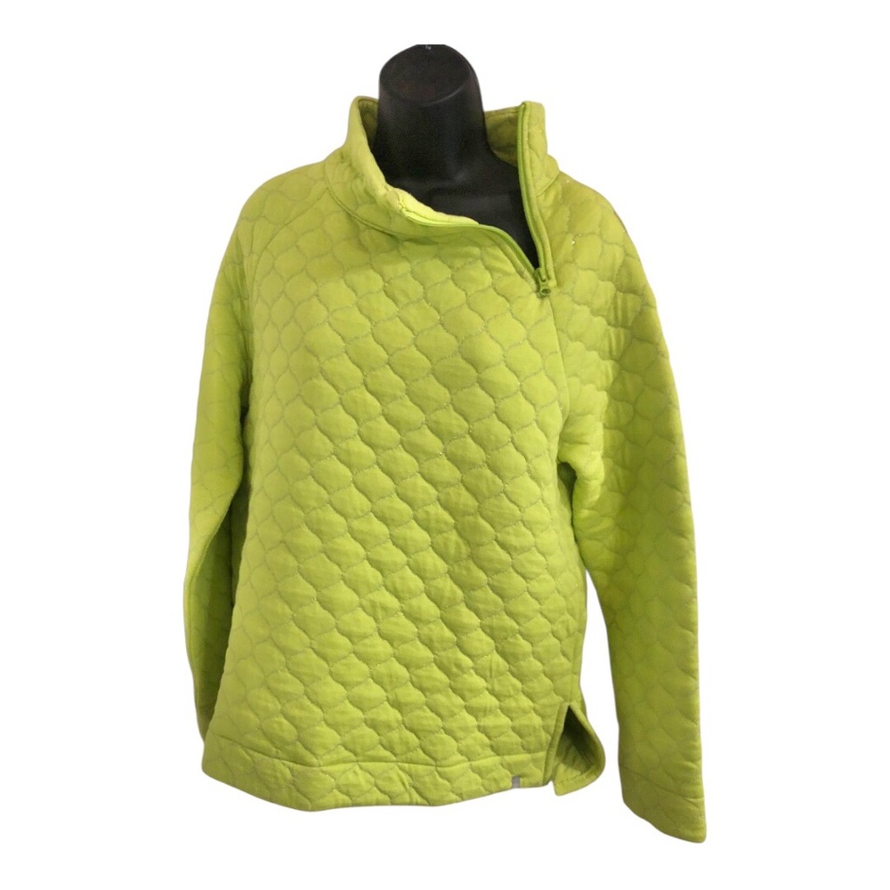 Talbots quilted silver lined lime green mockneck sweater top size medium new - Picture 6 of 10